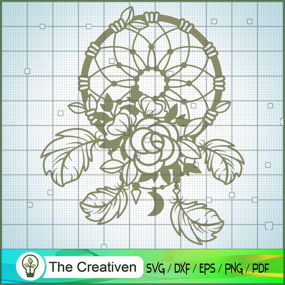 Floral Dream Catcher SVG Cut File for Cricut & Silhouette 1 Floral Dream Catcher SVG Cut File for Cricut & Silhouette