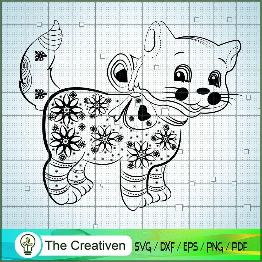Floral Mandala Cat SVG Cut File for Cricut & Silhouette 1 Floral Mandala Cat SVG Cut File for Cricut & Silhouette