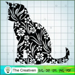 Floral Cat Animal SVG Cut File for Cricut & Silhouette