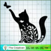 Floral Cat SVG Cut File for Cricut & Silhouette Design 25425