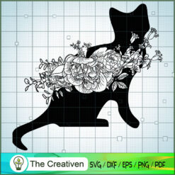 Floral Cat SVG Cut File for Cricut & Silhouette Design 25426