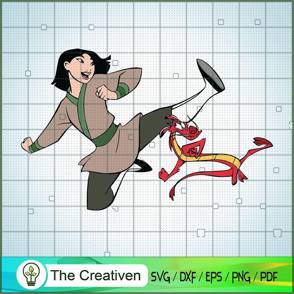 Mulan And Mushu Kick SVG Cut File for Cricut & Silhouette 1 Mulan And Mushu Kick SVG Cut File for Cricut & Silhouette