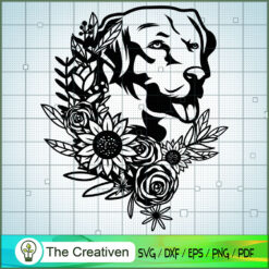 Labrador with Flowers and Plants SVG, Dog Breeds SVG, Flower SVG