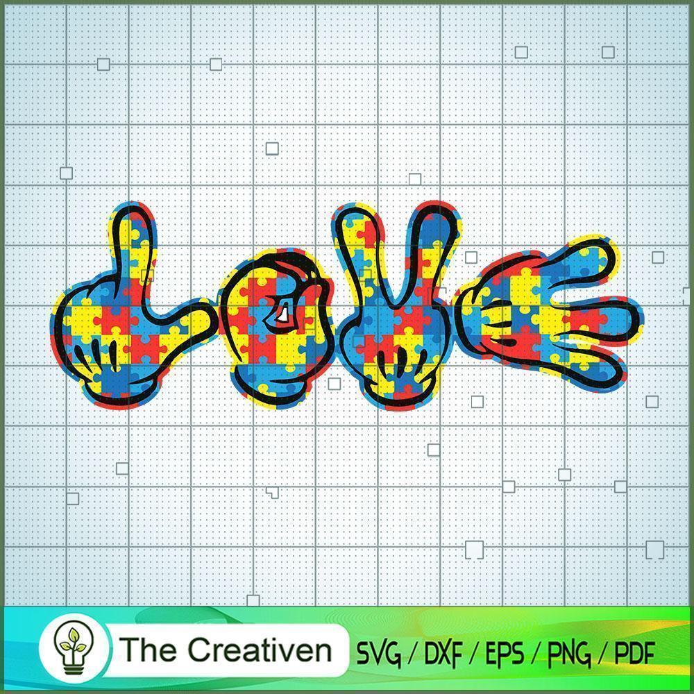 Love Autism Mickey Hand SVG, Autism SVG, Mickey Disney SVG 1 Love Autism Mickey Hand SVG, Autism SVG, Mickey Disney SVG