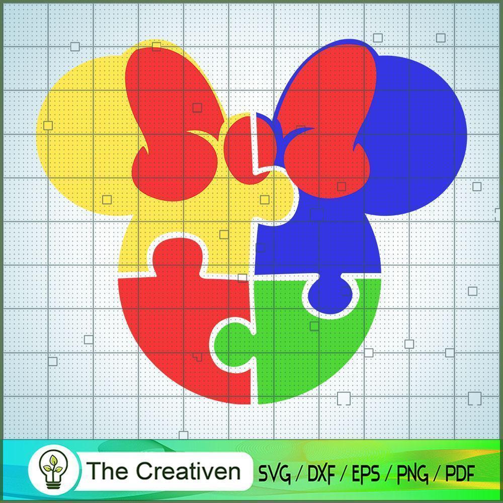 Minnie Autism Head SVG, Autism SVG, Mickey Disney SVG 1 Minnie Autism Head SVG, Autism SVG, Mickey Disney SVG