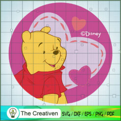 Pink Heart Pooh SVG, Winnie The Pooh SVG, Disney Cartoon SVG