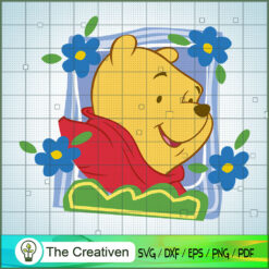Winnie The Pooh In Window Flower SVG Cut File for Cricut & Silhouette