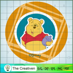 Circle Winnie The Pooh SVG, Winnie The Pooh SVG, Disney Cartoon SVG