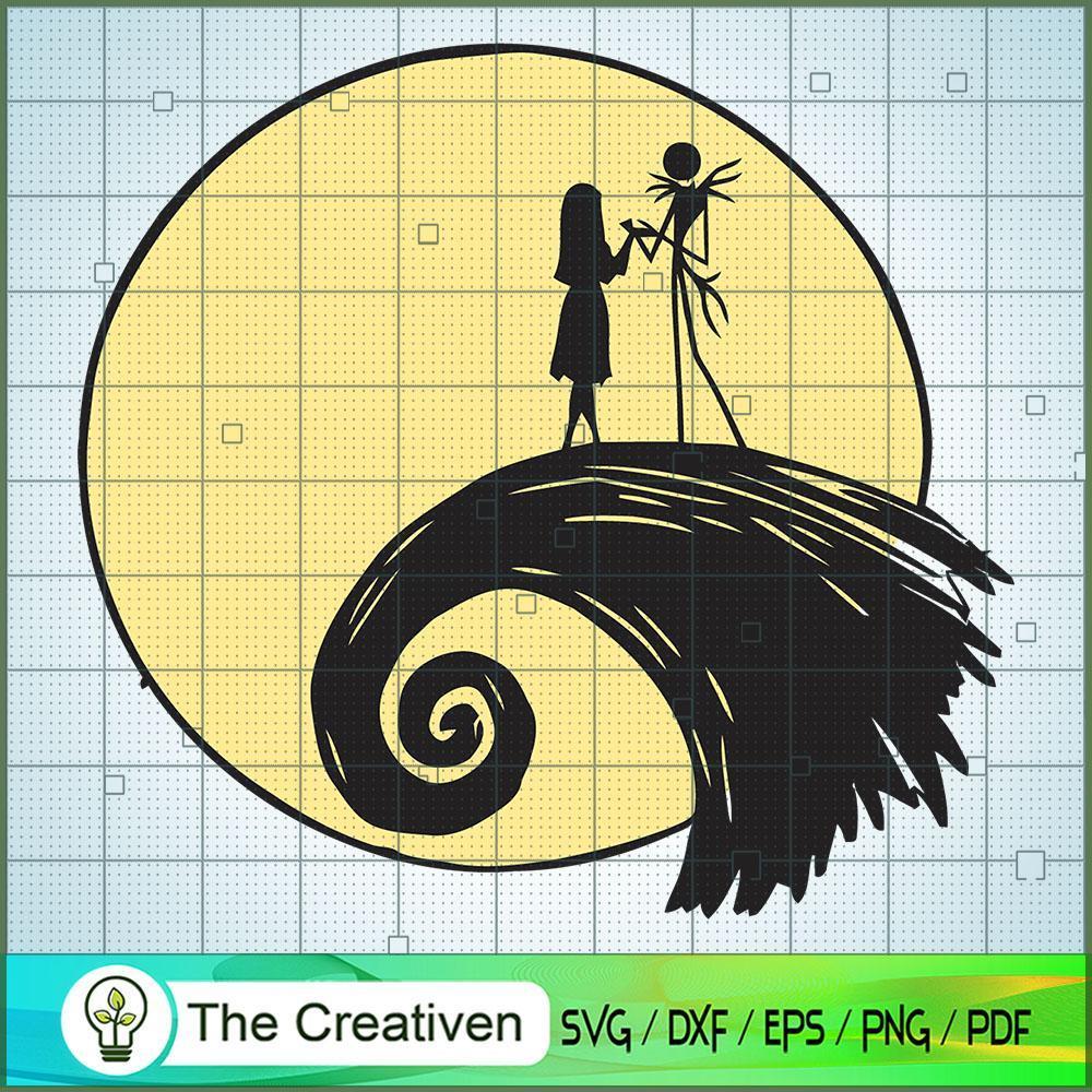 Jack Skellington and Sally Love Moon SVG, Nightmare SVG, Halloween SVG 1 Jack Skellington and Sally Love Moon SVG, Nightmare SVG, Halloween SVG