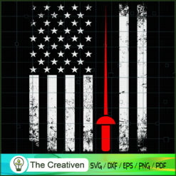 Fencing Distressed American Flag SVG Cut File for Cricut & Silhouette