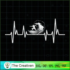 Surfing Wave Heartbeat SVG Cut File for Cricut & Silhouette