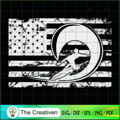 Surfing American Flag SVG Cut File for Cricut & Silhouette