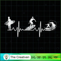 Surfing Heartbeat SVG Cut File for Cricut & Silhouette