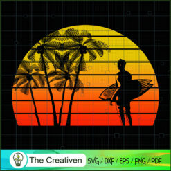Vintage Sunset Surfing SVG Cut File for Cricut & Silhouette