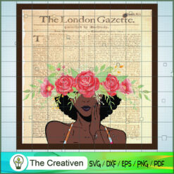 Black Girl Newspaper Background SVG, Afro Woman SVG, Black Woman SVG
