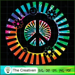 Peace Sign Colorful Flowers  SVG Cut File for Cricut