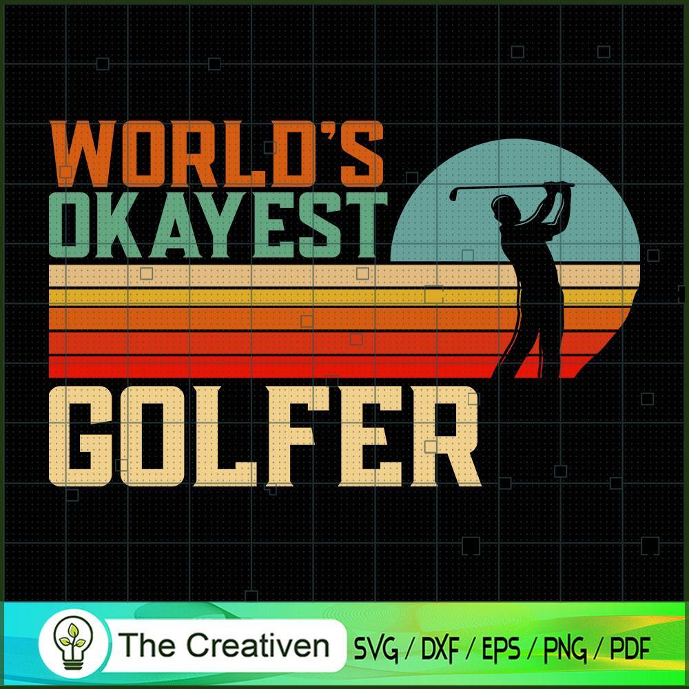 World's Okayest Golfer Funny Golf Retr SVG Cut File fo Design 19224 1 World's Okayest Golfer Funny Golf Retr SVG Cut File fo Design 19224