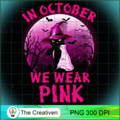 In October We Wear Pink Cat PNG, Cat PNG, Halloween PNG, Horror PNG