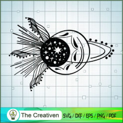 Crescent Moon Stars SVG Cut File for Cricut & Silhouette