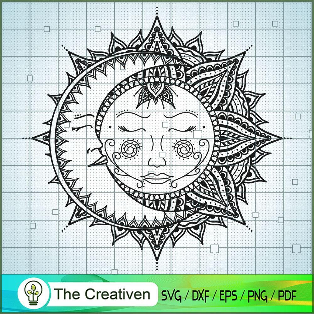 Sun And Moon SVG Cut File for Cricut & Silhouette Design 18499 1 Sun And Moon SVG Cut File for Cricut & Silhouette Design 18499
