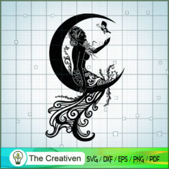 Mermaid Silhouette Moon SVG Cut File for Cricut & Silhouette