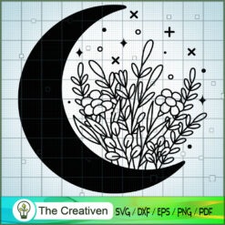 Floral Moon SVG Cut File for Cricut & Silhouette Design 18497