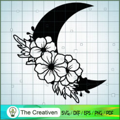 Floral Moon SVG Cut File for Cricut & Silhouette Design 18485