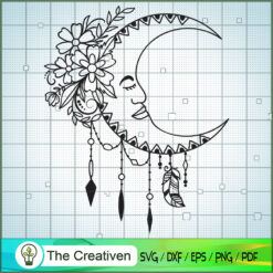 Floral Moon SVG Cut File for Cricut & Silhouette Design 18486