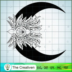 Floral Moon Svg Cut File SVG Cut File for Cricut & Silhouette