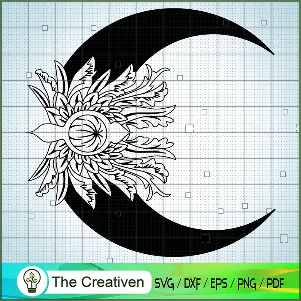 Floral Moon Svg Cut File SVG Cut File for Cricut & Silhouette 1 Floral Moon Svg Cut File SVG Cut File for Cricut & Silhouette