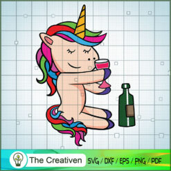 Cute Unicorn Drinking Wine SVG Cut File for Cricut & S Design 17798