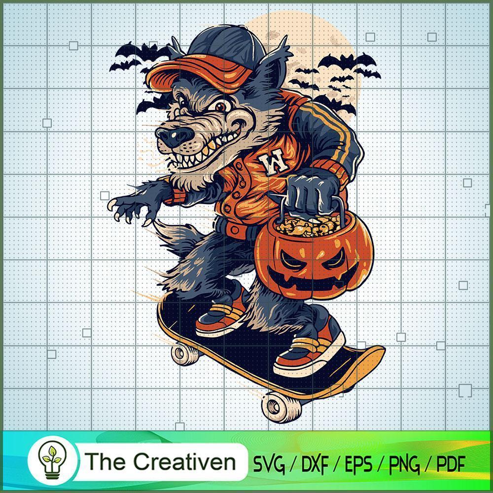 Wolf Skateboarding in Hallow SVG Cut File for Cricut 1 Wolf Skateboarding in Hallow SVG Cut File for Cricut