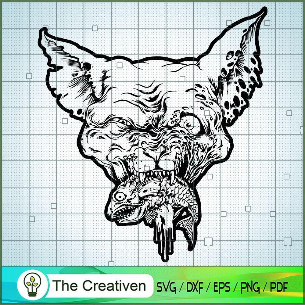 Silhouette Creepy Zombie Cat SVG, Skull SVG, Halloween SVG 1 Silhouette Creepy Zombie Cat SVG, Skull SVG, Halloween SVG