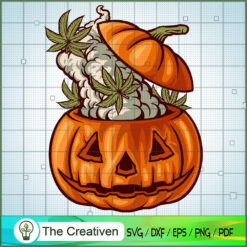 Halloween Head Pumpkin Weed Smoke SVG, Pumpkin SVG, Halloween SVG