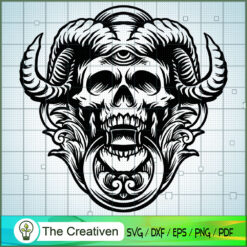 Silhouette Devil Skull Horn SVG, Skull SVG, Halloween SVG