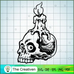 Halloween Burning Candle on Skull SVG, Skull SVG, Halloween SVG