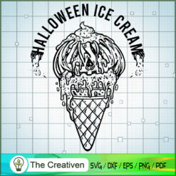 Halloween Pumpkin Ice Cream Cone SVG, Skull SVG, Halloween SVG