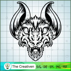 Halloween Character Scary Bad Bat Head SVG, Skull SVG, Halloween SVG