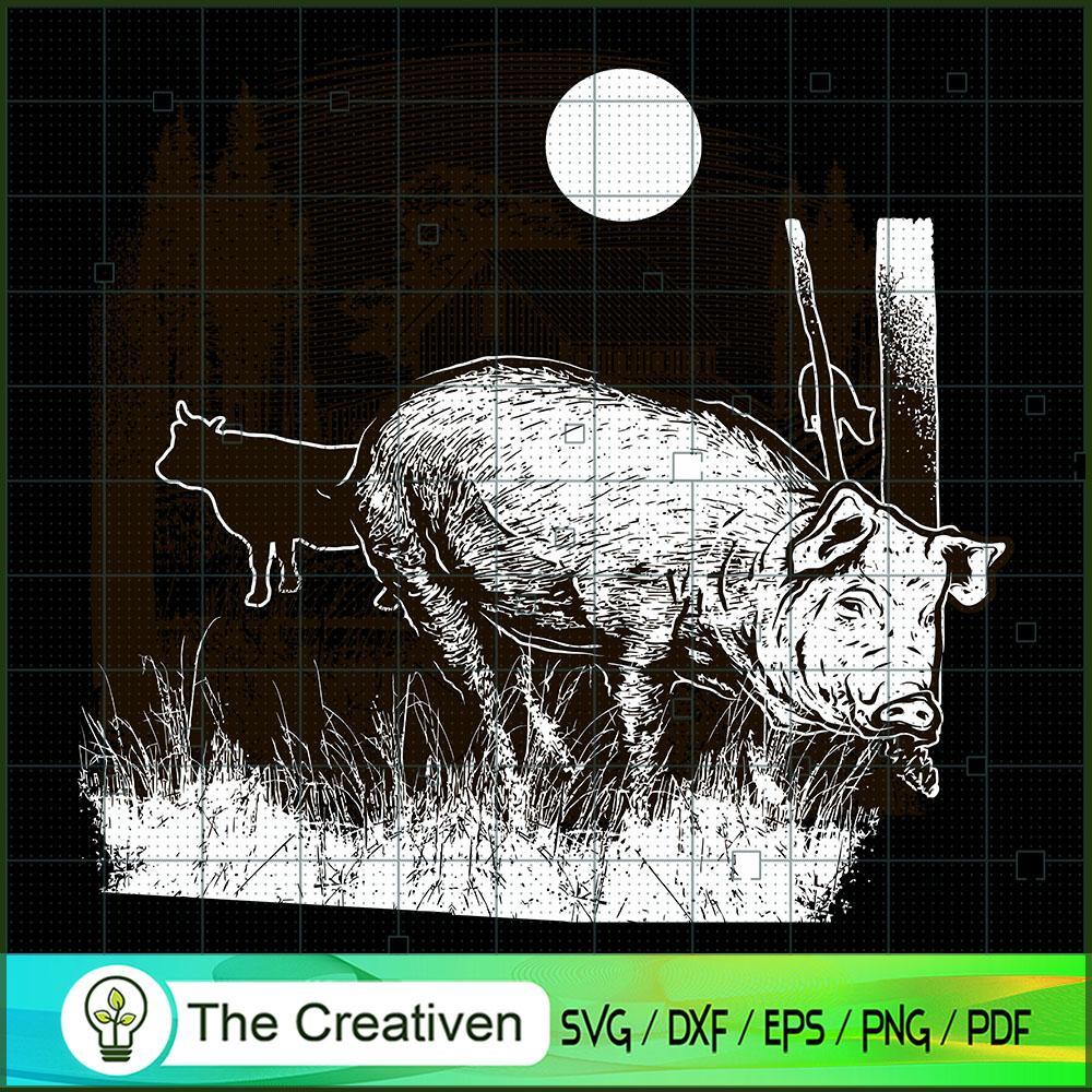 Pig At Night SVG, Animals SVG, Pet Lover SVG 1 Pig At Night SVG, Animals SVG, Pet Lover SVG