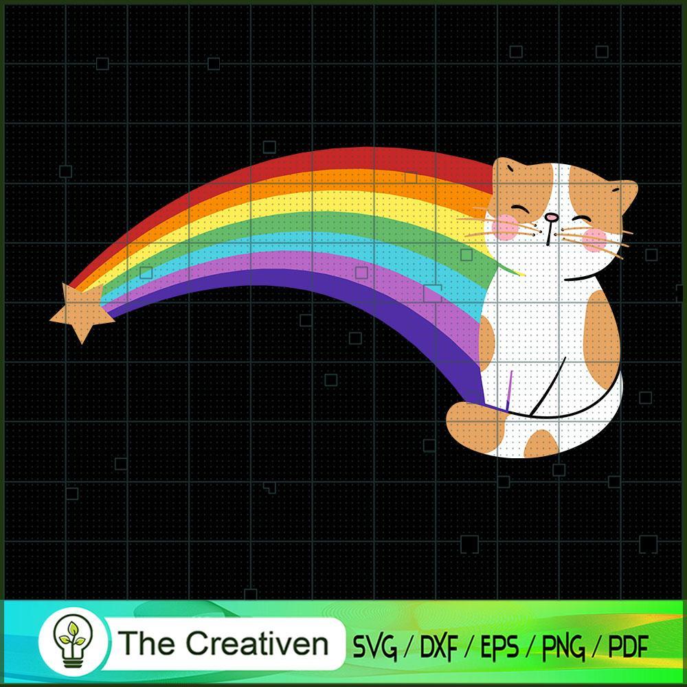 Retro Rainbow Cat SVG Cut File for Cricut & Silhouette 1 Retro Rainbow Cat SVG Cut File for Cricut & Silhouette