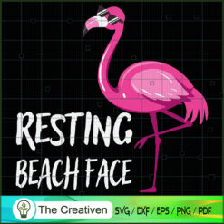 Funny Flamingo Resting Beach Face SVG, Animal Lover SVG, Flamingo SVG