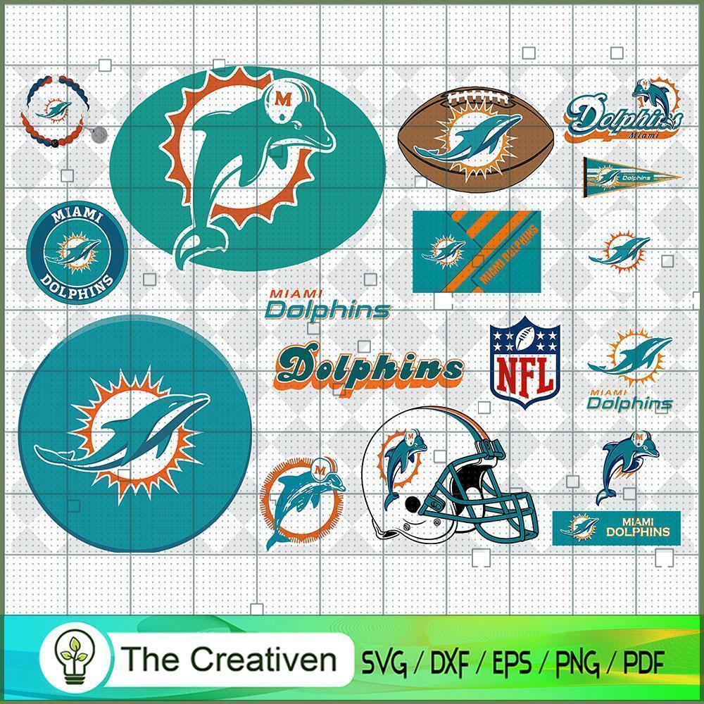 Miami Dolphins Bundle SVG Cut File for Cricut & Silhouette 1 Miami Dolphins Bundle SVG Cut File for Cricut & Silhouette