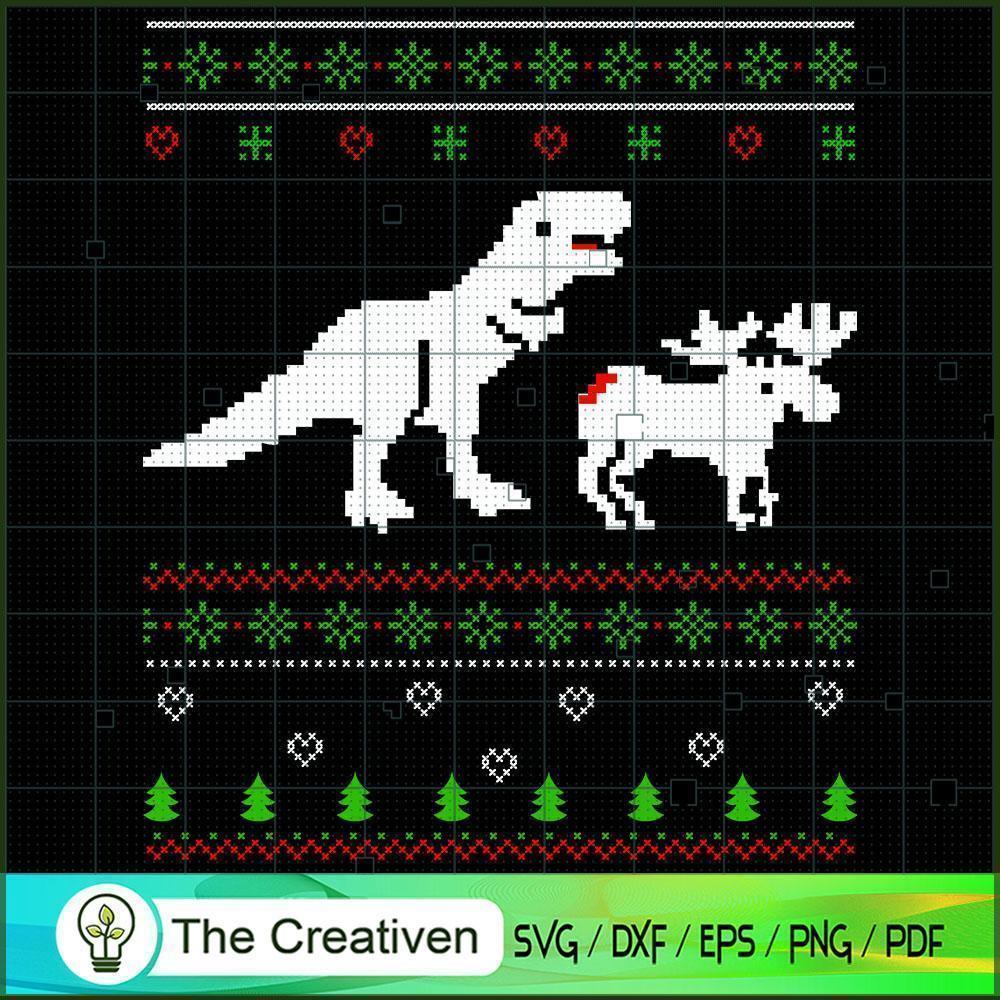 Ugly Christmas Dinosaur SVG Cut File for Cricut & Silh Design 14903 1 Ugly Christmas Dinosaur SVG Cut File for Cricut & Silh Design 14903