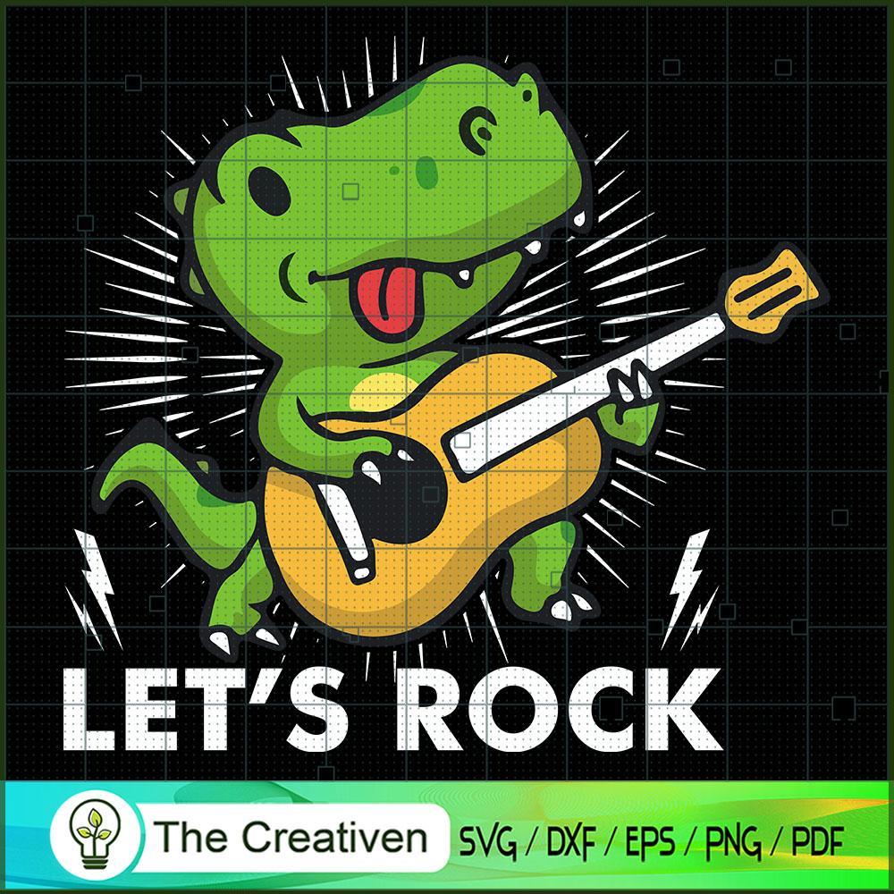 Dinosaur T-rex Let's Rock SVG Cut File for Cricut & Silhouette 1 Dinosaur T-rex Let's Rock SVG Cut File for Cricut & Silhouette