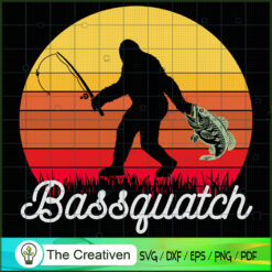 Retro Bassquatch Bigfoot Fishing SVG Cut File for Cricut & Silhouette