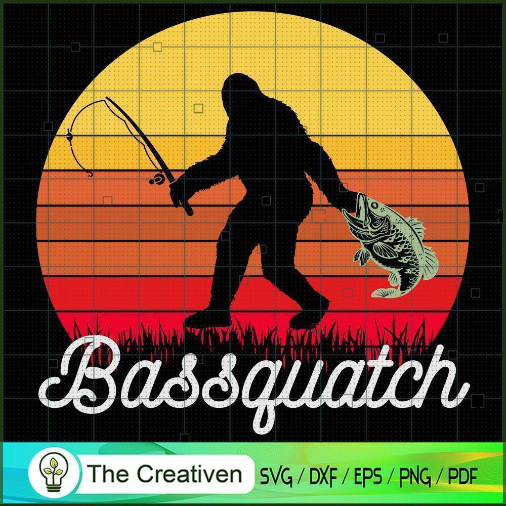 Retro Bassquatch Bigfoot Fishing SVG Cut File for Cricut & Silhouette 1 Retro Bassquatch Bigfoot Fishing SVG Cut File for Cricut & Silhouette