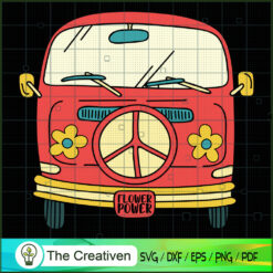 Retro Hippie Bus Van Flower  SVG Cut File for Cricut
