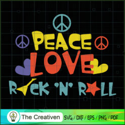 Peace Love Rock and Roll Ret SVG Cut File for Cricut