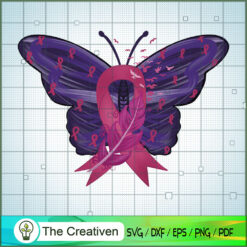Cancer Ribbon Butterfly SVG Cut File for Cricut & Silhouette
