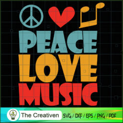 Hippie Peace Love Music Note SVG Cut File for Cricut